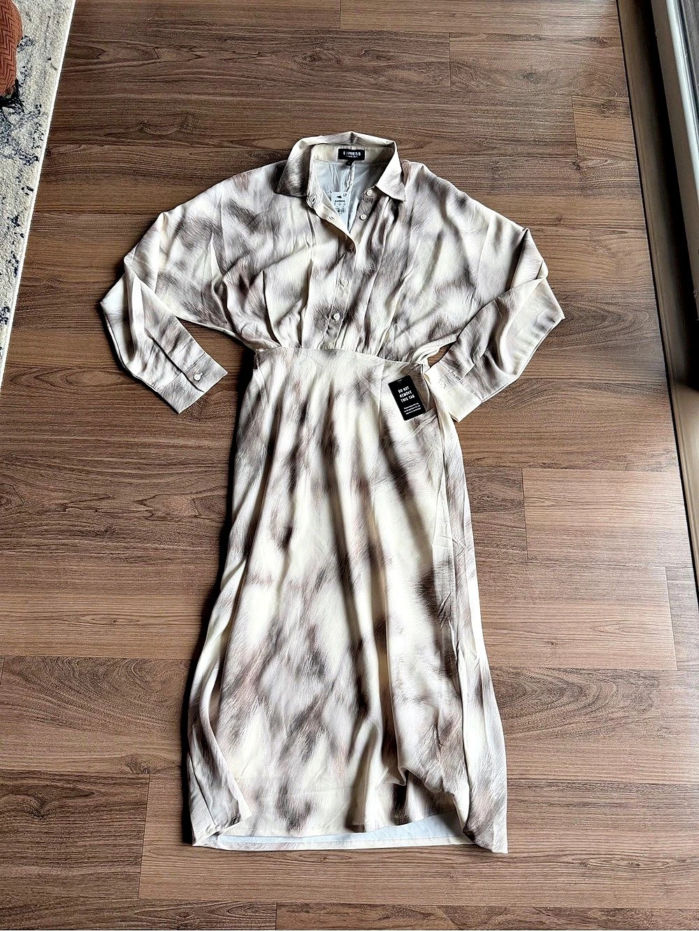 Express Portofino Midi Shirt Dress Cream & Brown - XS - BRAND NEW